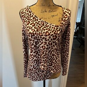 Leopard Print Asymmetrical Women's Top